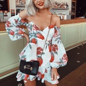 Sabo Luxe Pomegranate Wrap Off-Shoulder Mini Dress Size Small